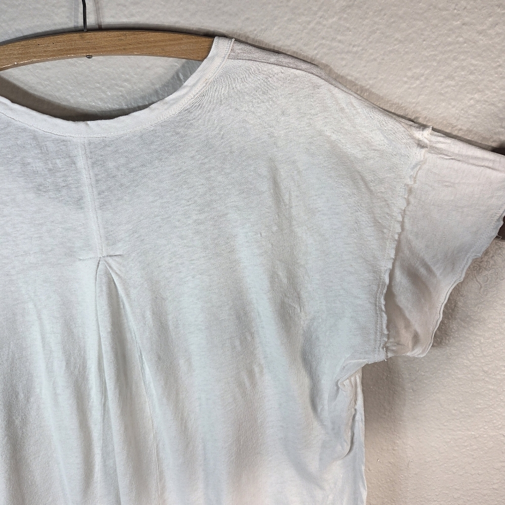 Pilcro Oversized Linen Lightweight Cap Muscle Tee Causal Sz L White Assimetrical - Picture 11 of 15